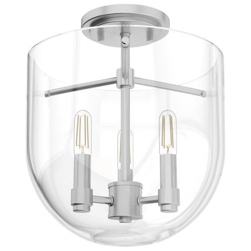 Sacha 3 Light 11 inch Brushed Nickel Semi-Flush Mount Ceiling Light