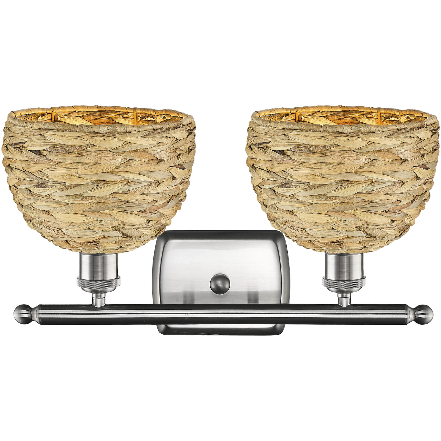 Woven Rattan 2 Light 18 inch Satin Nickel Bath Vanity Light Wall Light