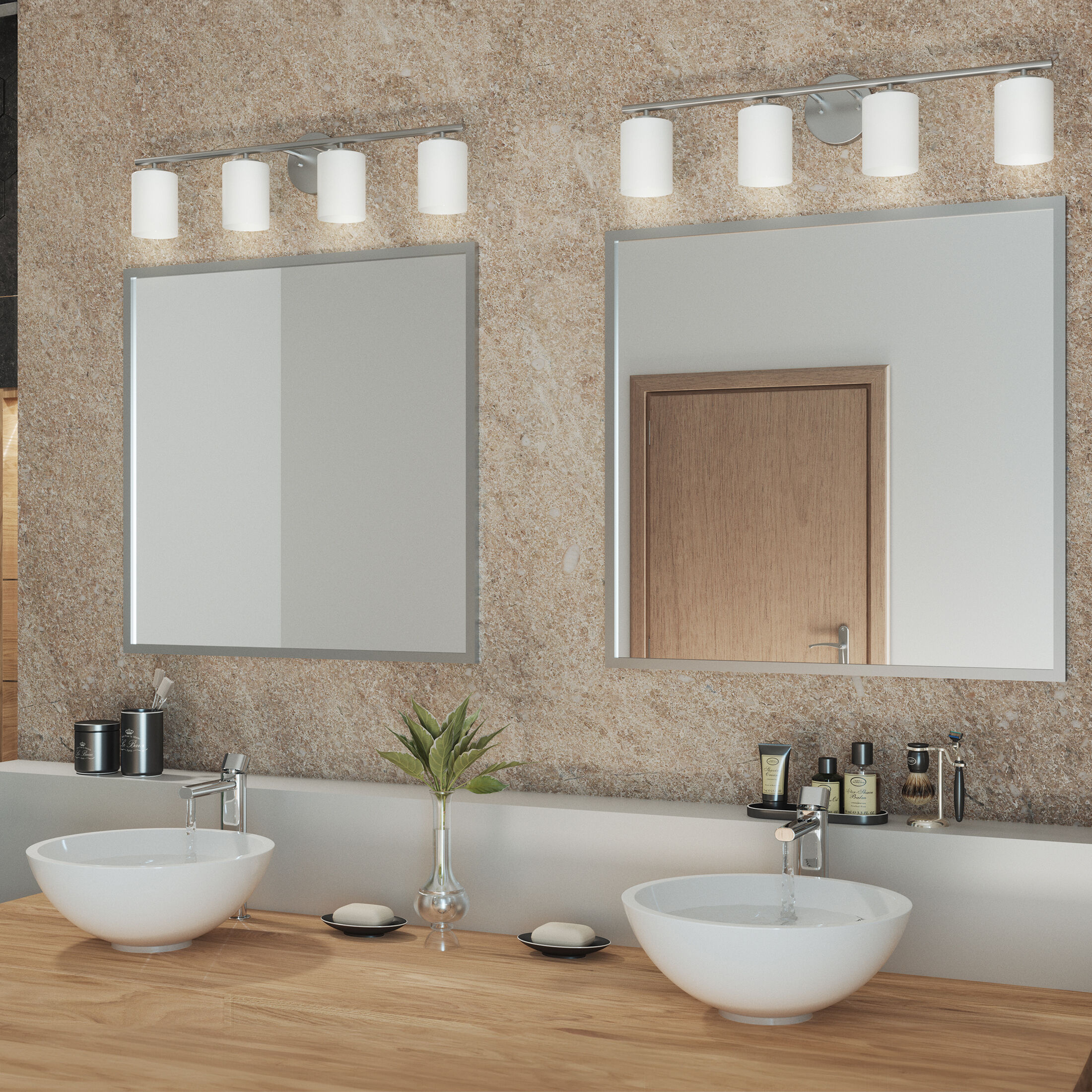 Replay 4 Light 31.13 inch Brushed Nickel Bath Vanity Wall Light