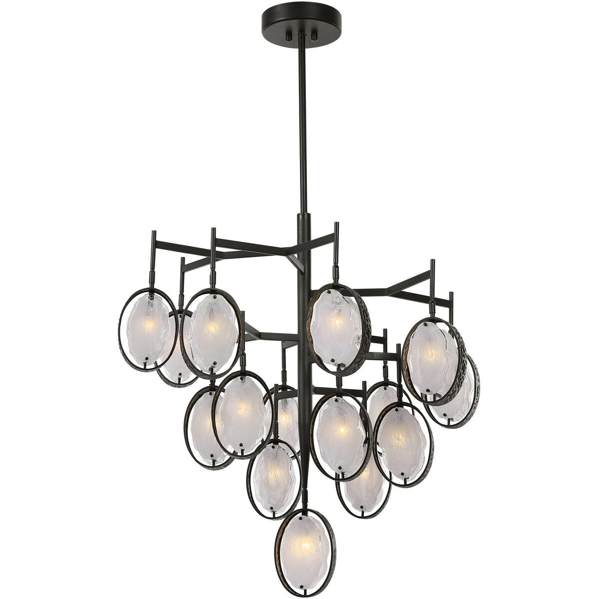 Maxin 15 Light 36.25 inch Dark Hammered Bronze with Golden Interior Chandelier Ceiling Light, Large