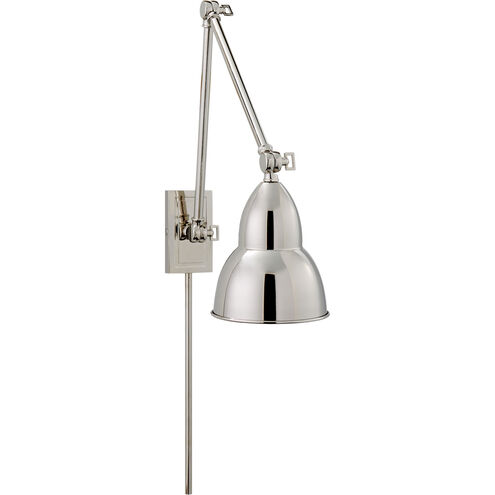 French Library2 16 inch 15.00 watt Polished Nickel Double Arm Wall Lamp Wall Light