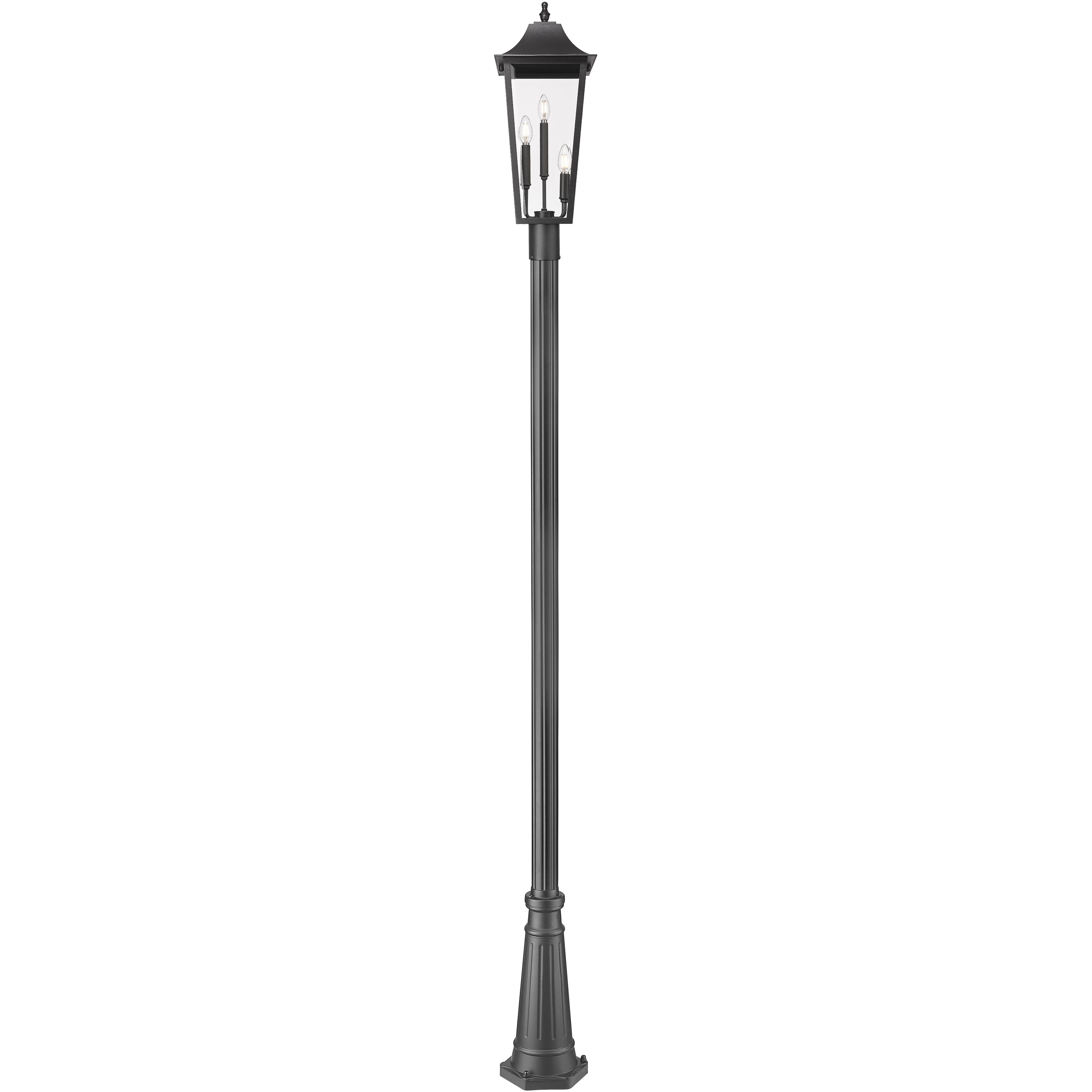 Gannon 3 Light 120.75 inch Black Outdoor Post Mounted Fixture in G9