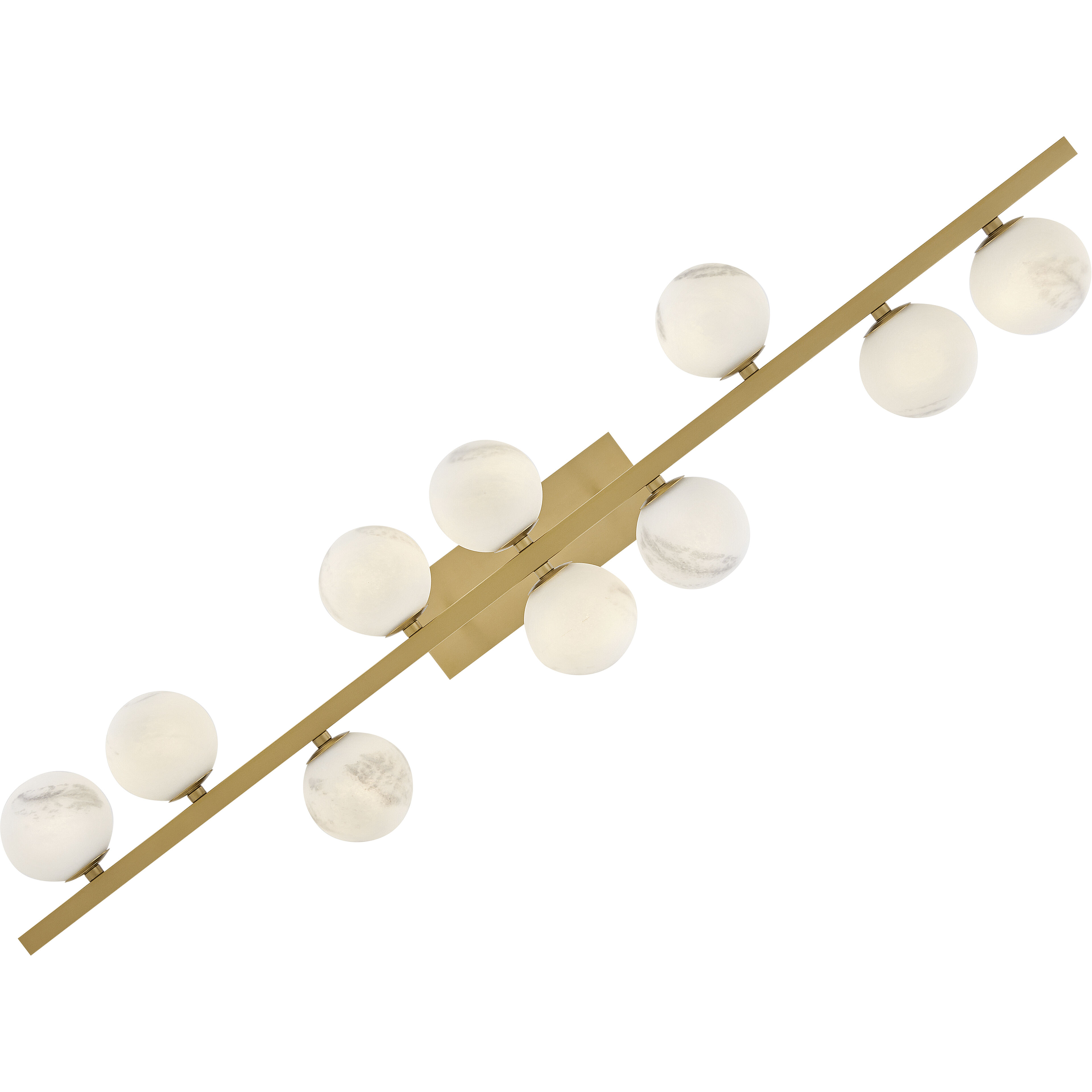 Selene LED 55 inch Lacquered Brass Chandelier Ceiling Light in Swirled, Linear & Oval