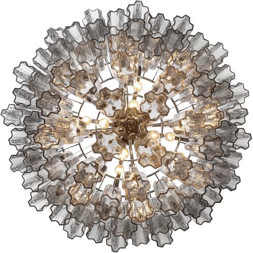 Addis 16 Light 32 inch Polished Chrome Chandelier Ceiling Light in Tronchi Glass Smoke