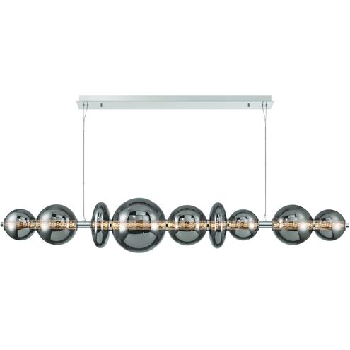 Atomo Linear Chandelier Ceiling Light in Chrome, Smoke
