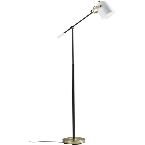 Casey 53 inch 60.00 watt Black and White with Antique Brass Floor Lamp Portable Light