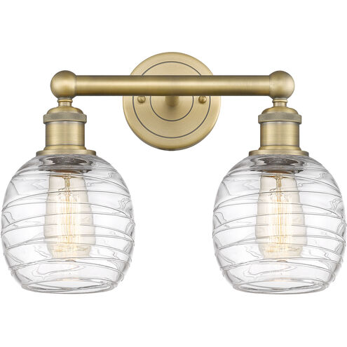Belfast 2 Light 15 inch Brushed Brass Bath Vanity Light Wall Light in Deco Swirl