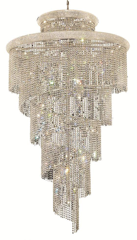 Spiral 41 Light 48 inch Chrome Foyer Ceiling Light in Royal Cut