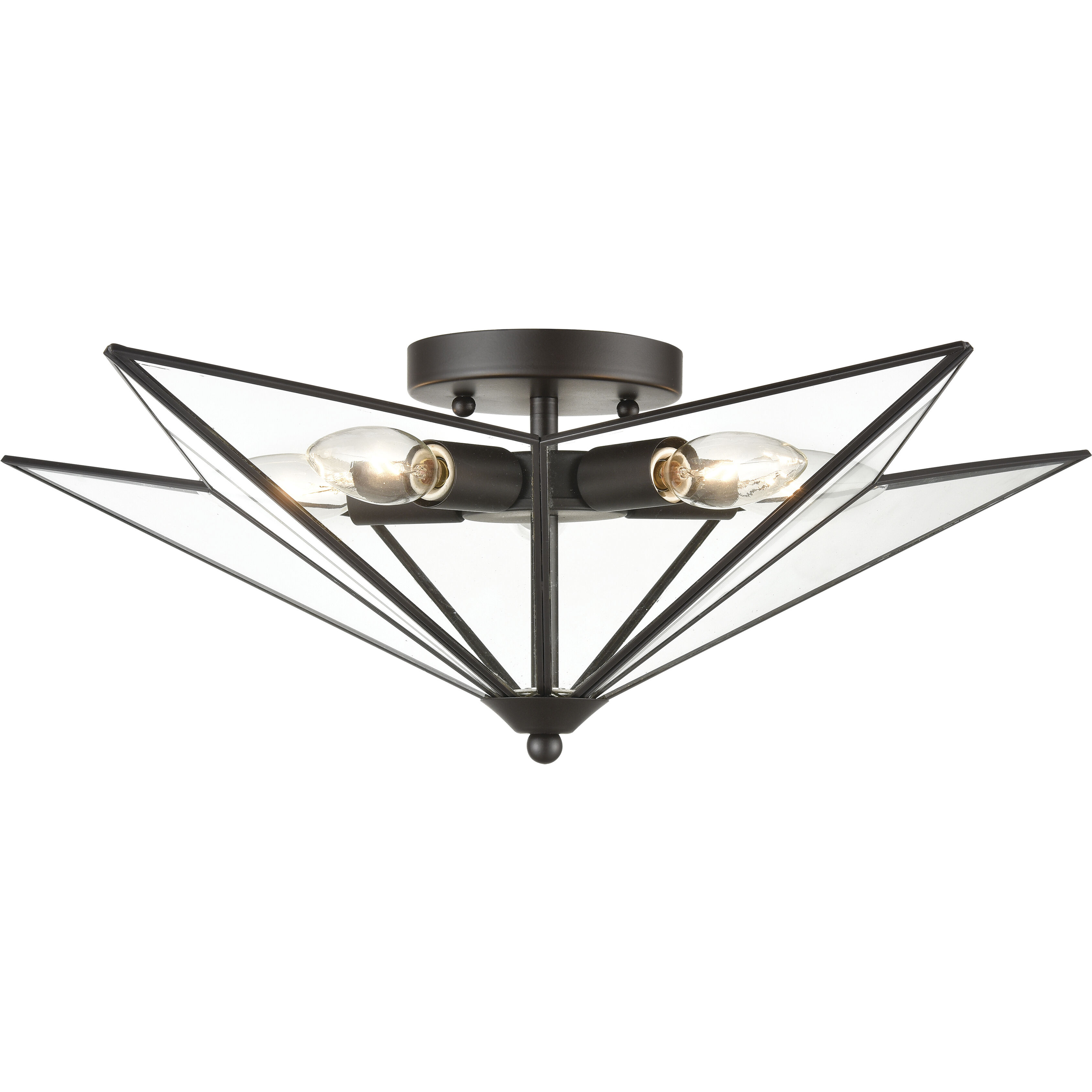 Moravian Star 5 Light 14 inch Oil Rubbed Bronze Flush Mount Ceiling Light