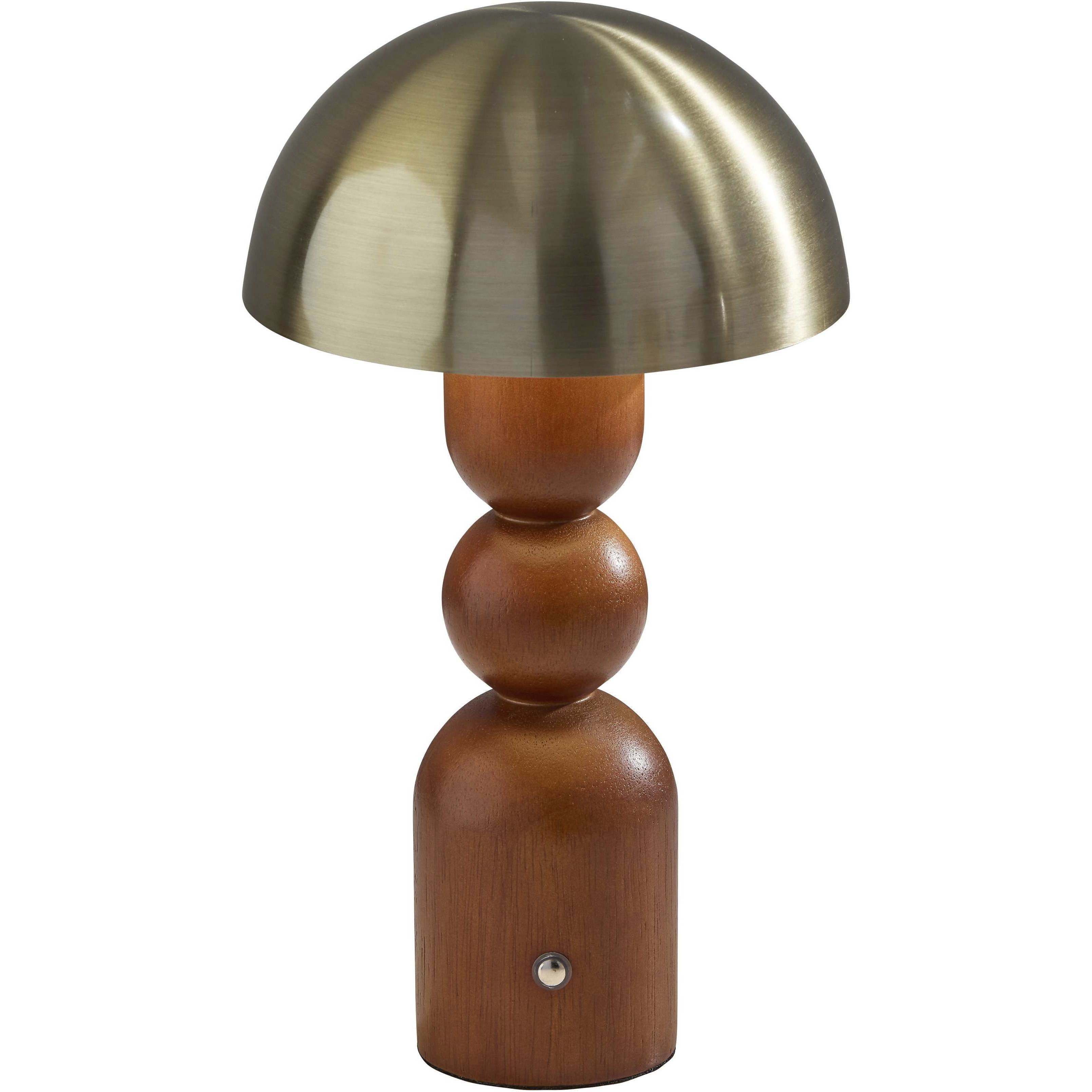 Connie 10.75 inch 2.00 watt Walnut and Antique Brass Cordless Table Lamp Portable Light