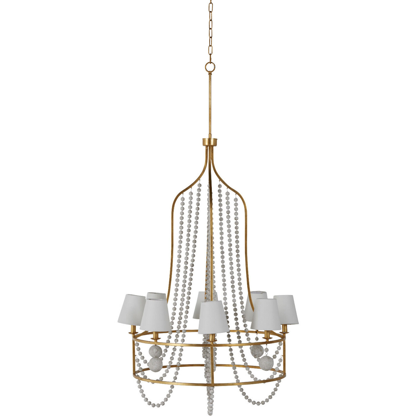 Neville 8 Light 34.75 inch Vintage Gold / Distressed Ivory Chandelier Ceiling Light