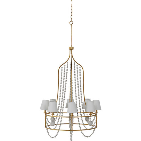 Neville 8 Light 34.75 inch Vintage Gold / Distressed Ivory Chandelier Ceiling Light