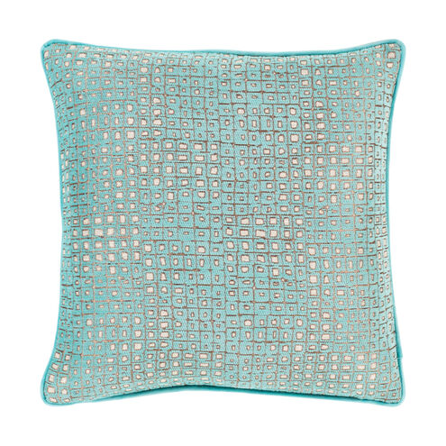 Alcott 22 X 22 inch Aqua/Ivory/Camel Pillow Cover