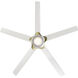 Lucid 62 inch Soft Brass and Matte White with Matte White Blades Downrod Ceiling Fan in 3000K, Soft Brass Matte White