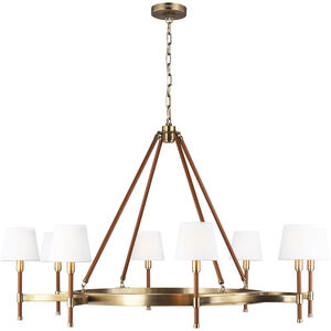 Katie 8 Light 48 inch Time Worn Brass / Saddle Leather Chandelier Ceiling Light 
