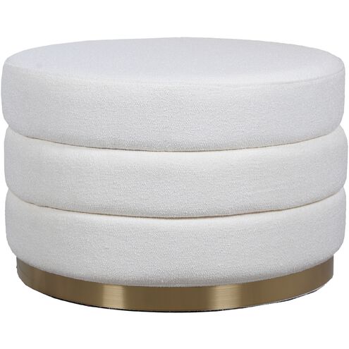 Acotas 15 inch Ivory and Brass Ottoman