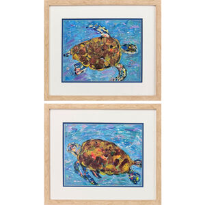 Morning Swim Blue and Multi and Brown and Green Framed Art