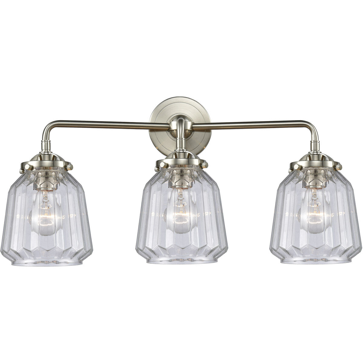 Nouveau Chatham LED 24 inch Brushed Satin Nickel Bath Vanity Light Wall Light in Clear Glass, Nouveau