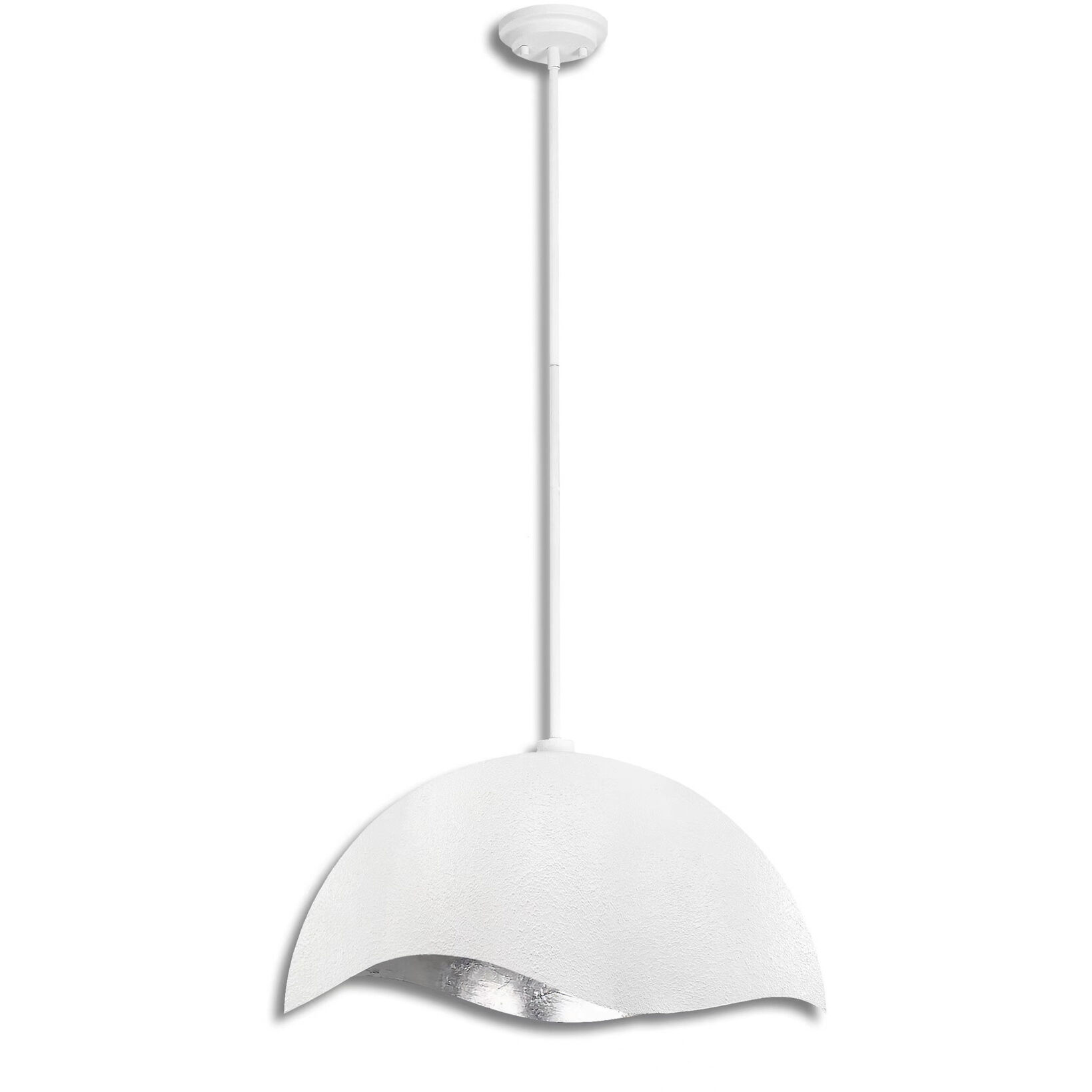 Eclos 1 Light 23.88 inch Textured White With Silver Leaf Inside Pendant Ceiling Light