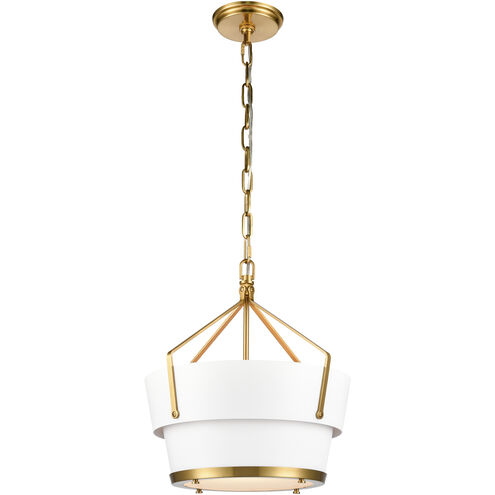 Marin 1 Light 14 inch Satin Brass Pendant Ceiling Light in Matte White/Satin Brass