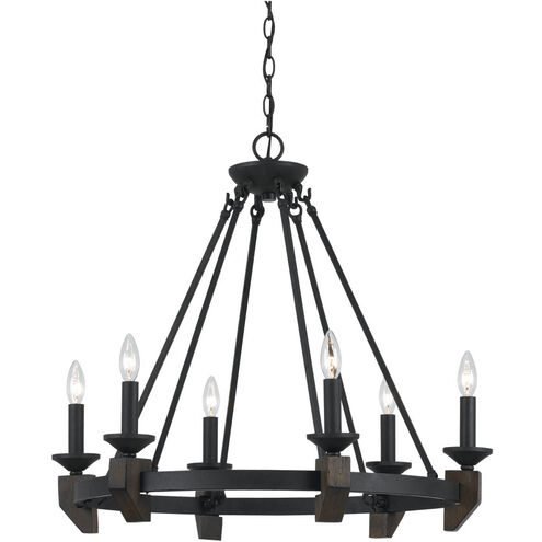 Cruz 6 Light 33 inch Warm Bronze and Wood Chandelier Ceiling Light