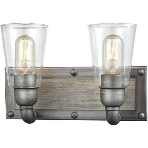 Platform 2 Light 13 inch Weathered Zinc Vanity Light Wall Light