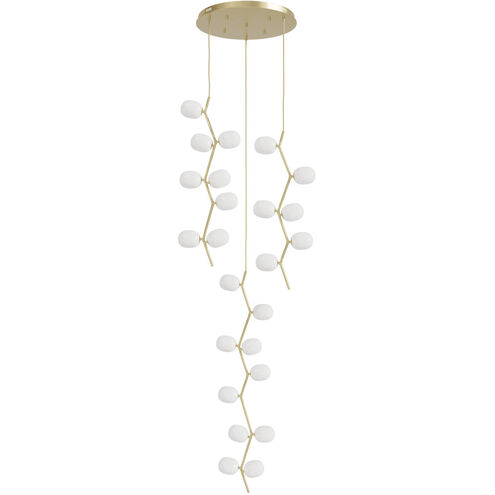 Hampton LED 26 inch Brushed Brass Multi Port Pendant Ceiling Light in White Glass