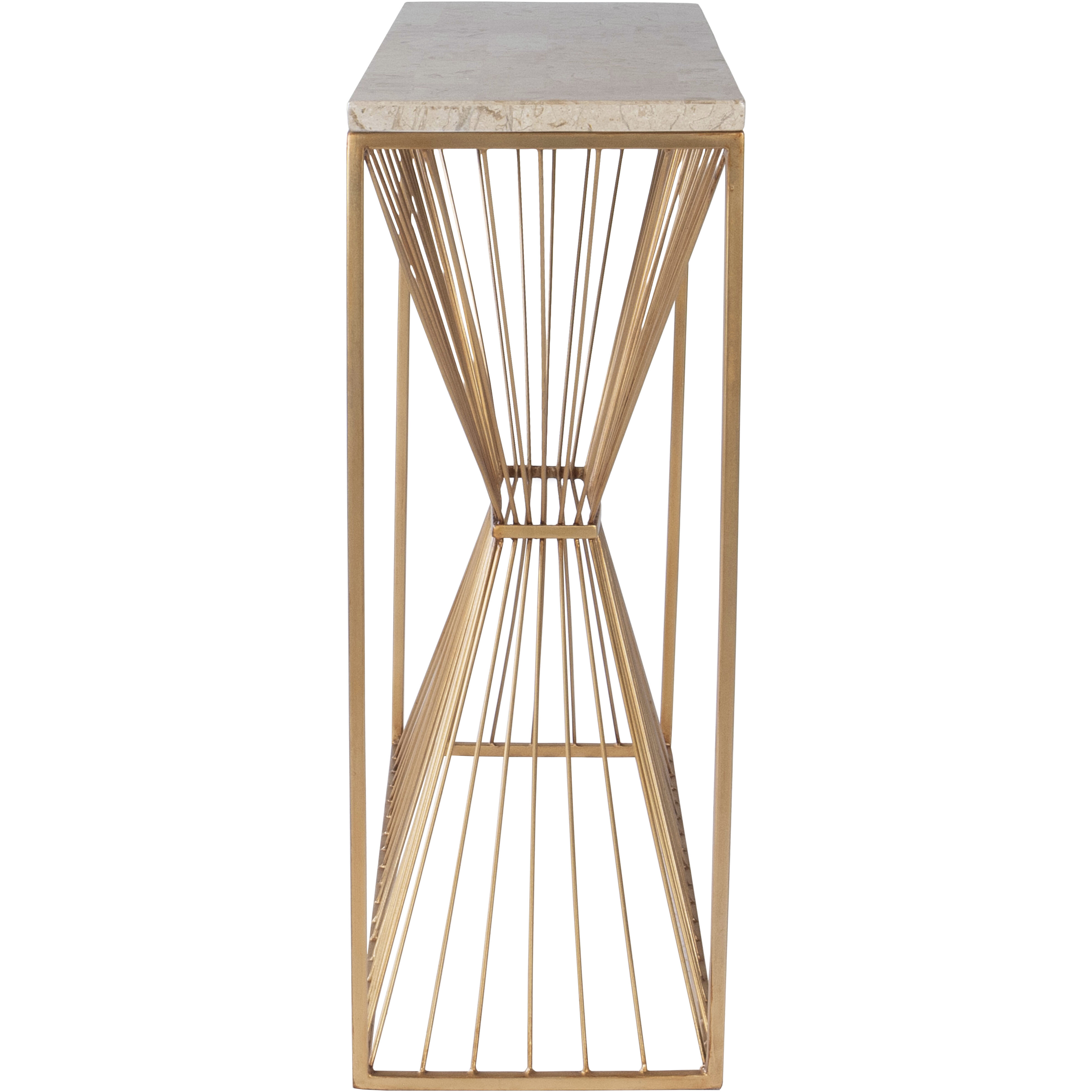 Cosmo Fossil Stone & Metal Console Table