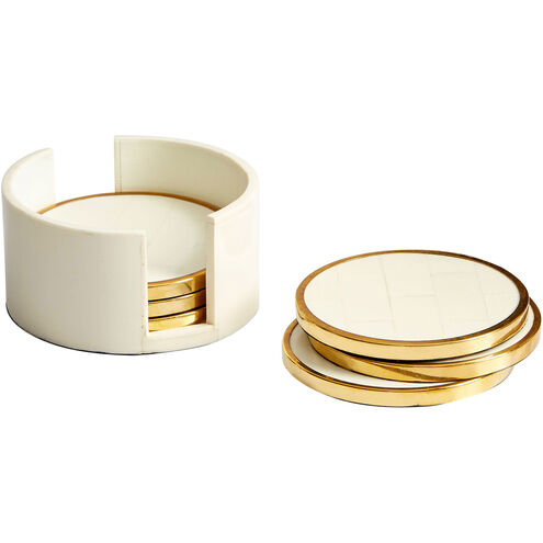Cyan Design 09792 Gatsby Brass And White Coasters, Set of 7