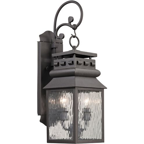 Forged Lancaster 2 Light 22 inch Charcoal with Clear Outdoor Wall Sconce