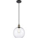 Ballston Large Athens 1 Light 10 inch Black Antique Brass Mini Pendant Ceiling Light in Clear Glass, Ballston