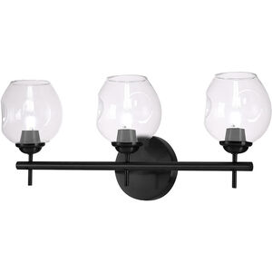 Abii 3 Light 21 inch Matte Black with Clear Vanity Light Wall Light