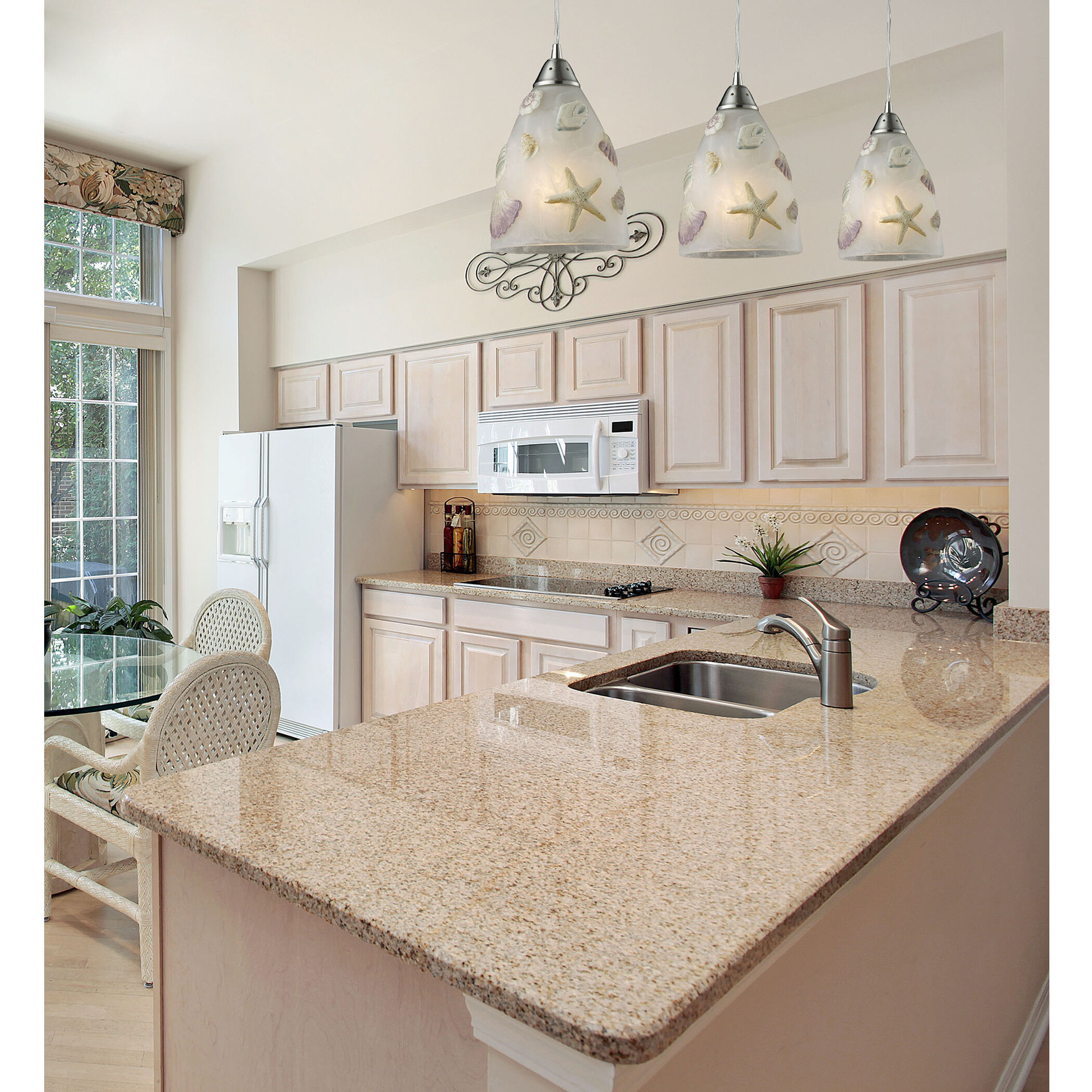 Seashore 1 Light 7 inch Satin Nickel Pendant Ceiling Light