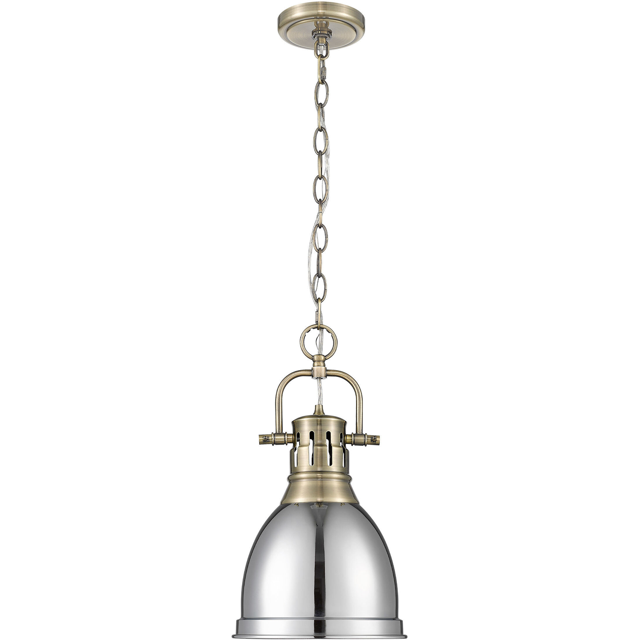 Yep Duncan 1 Light 8.88 inch Aged Brass Pendant Ceiling Light in Chrome, Small