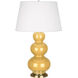 Triple Gourd 32.75 inch 150.00 watt Sunset Yellow Table Lamp Portable Light in Antique Brass