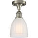 Ballston Brookfield 1 Light 6 inch Brushed Satin Nickel Semi-Flush Mount Ceiling Light in White Glass, Ballston