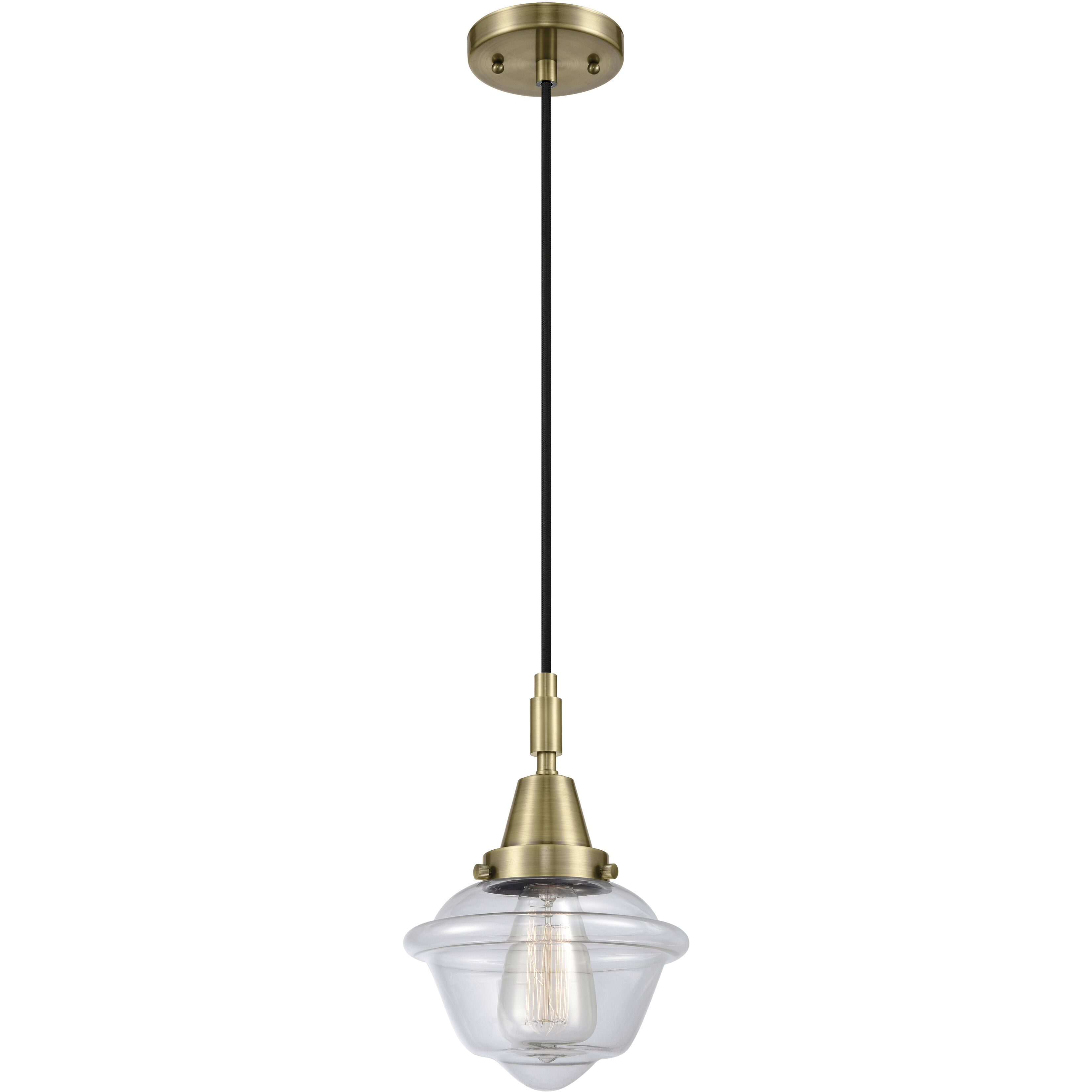 Oxford 1 Light 7.25 inch Antique Brass Mini Pendant Ceiling Light in Clear Glass