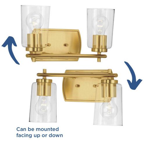 Adley 2 Light 14 inch Satin Brass Bath Vanity Wall Light