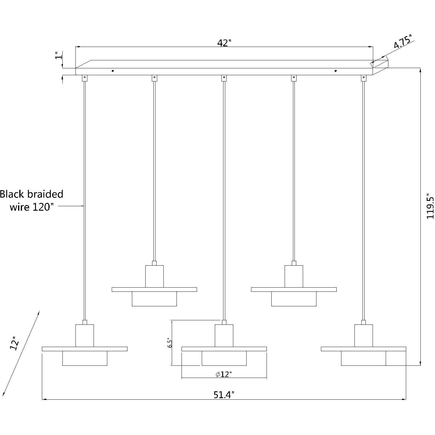 Ludo LED 51.5 inch Matte Black and Modern Gold Linear Chandelier Ceiling Light