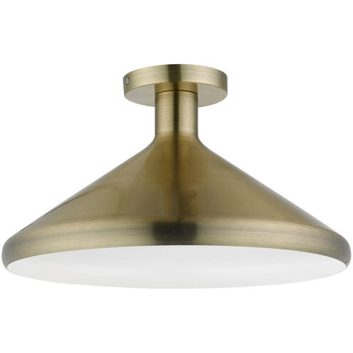 Geneva 1 Light 15 inch Antique Brass Semi-Flush Mount Ceiling Light