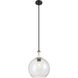 Astor 1 Light 12 inch Matte Black Mini Pendant Ceiling Light in Seedy Glass