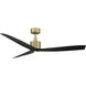 Spinster 60 inch Soft Brass and Matte Black with Matte Black Blades Downrod Ceiling Fan in Soft Brass Matte Black