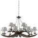 Whitlow 12 Light 51 inch Burnt Wood/Antique Galvanize Chandelier Ceiling Light