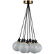 Gem LED 18 inch Black and Brushed Brass Chandelier Ceiling Light in Glossy Textured White