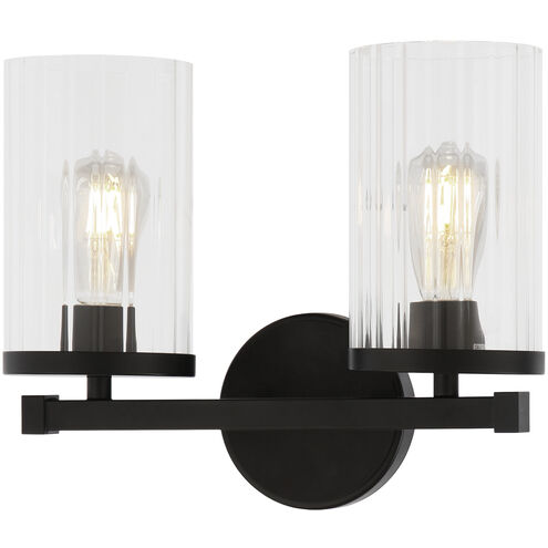 Matteo Lighting Liberty 2 Light 14 inch Black Wall Sconce Wall Light S06102BK - Open Box