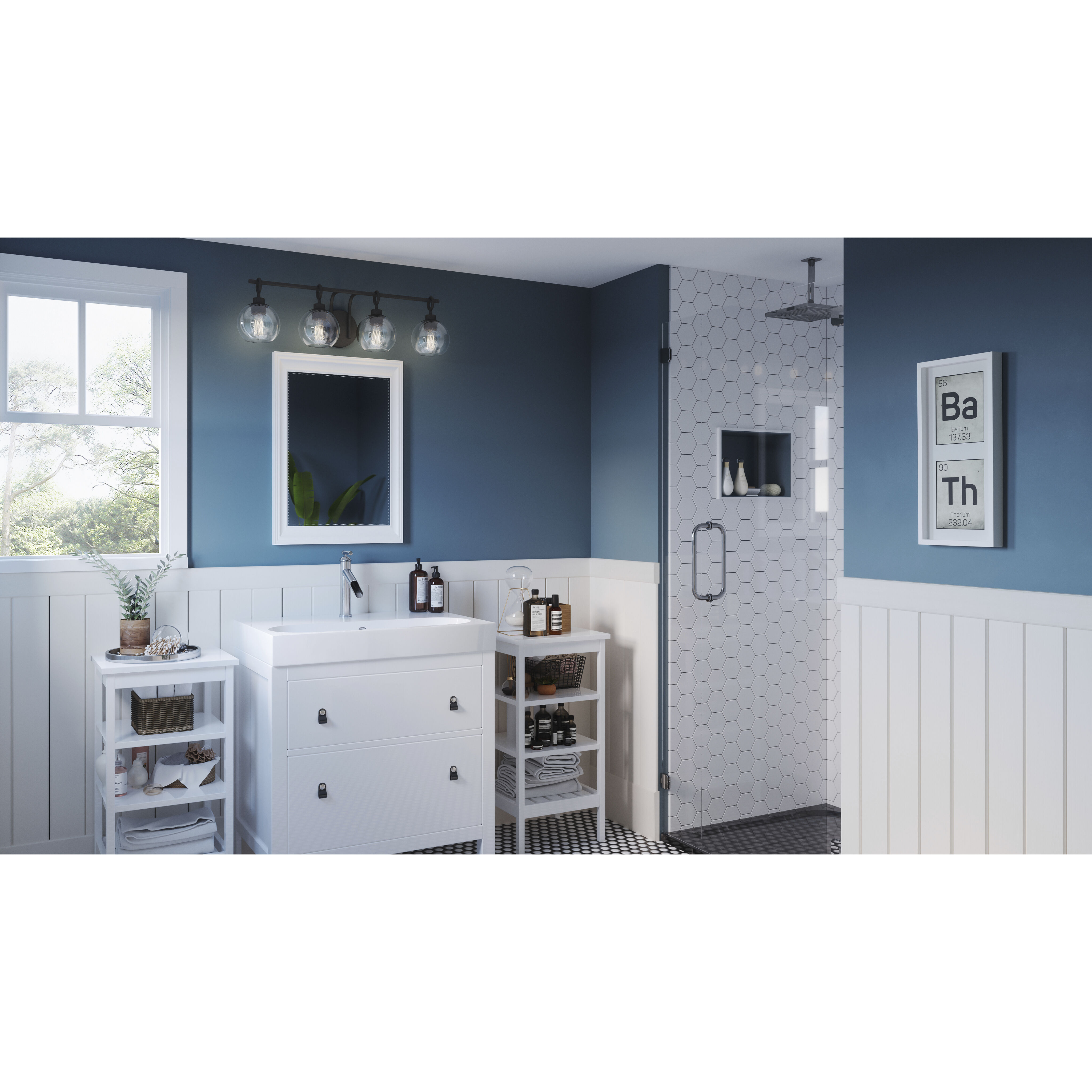 Winston 4 Light 32 inch Matte Black Bath Light Wall Light, Extra Large