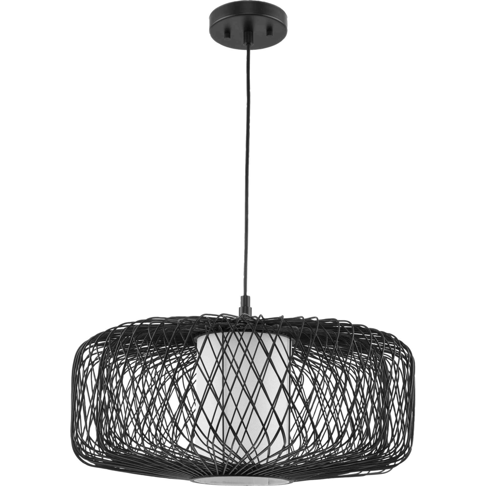 Cordova 1 Light 22 inch Black Rattan Pendant Ceiling Light, Design Series