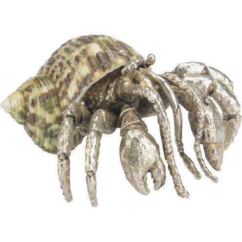 Hermit Crab Silver and Green Figurine