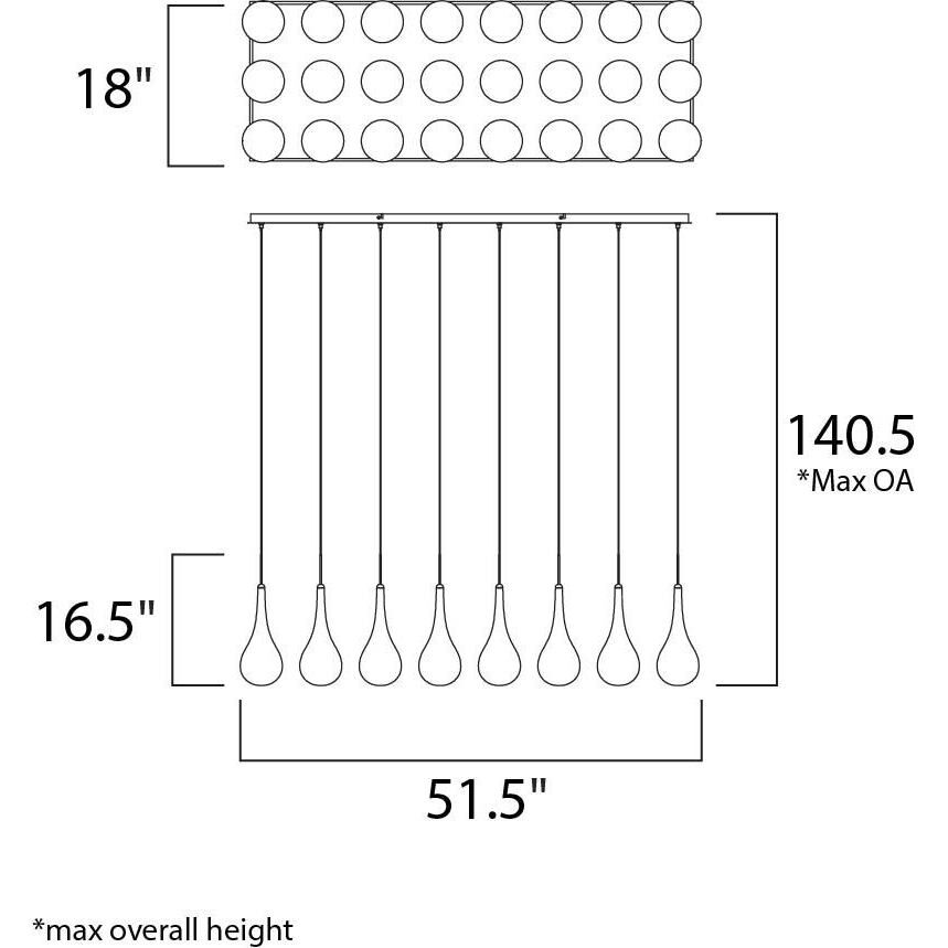 Larmes LED LED 51.5 inch Polished Chrome Linear Pendant Ceiling Light