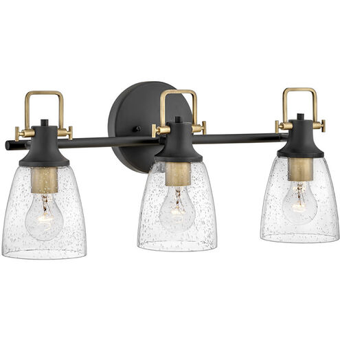 Easton 3 Light 24 inch Black with Heritage Brass Vanity Light Wall Light
